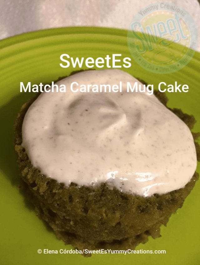 SweetEs Matcha caramel mug cake