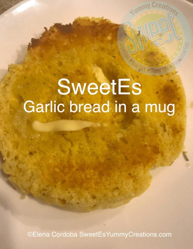 SweetEs garlic bread in a mug